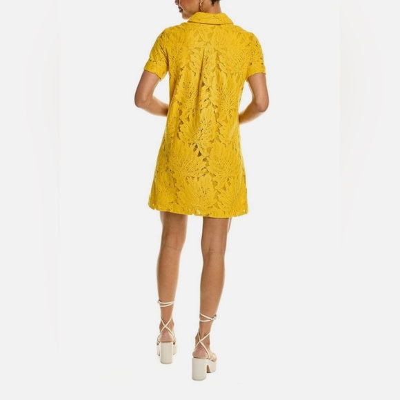 Ted Baker London Yellow Lace Shirtdress Collared Mini Size 0 - Picture 2 of 8